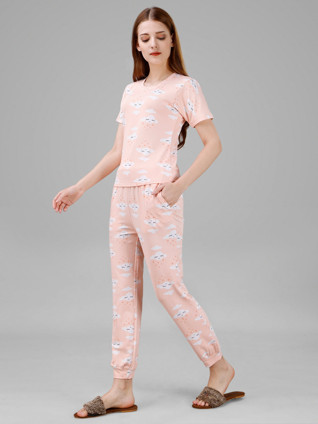 Light Orange With Print Co-ord Set