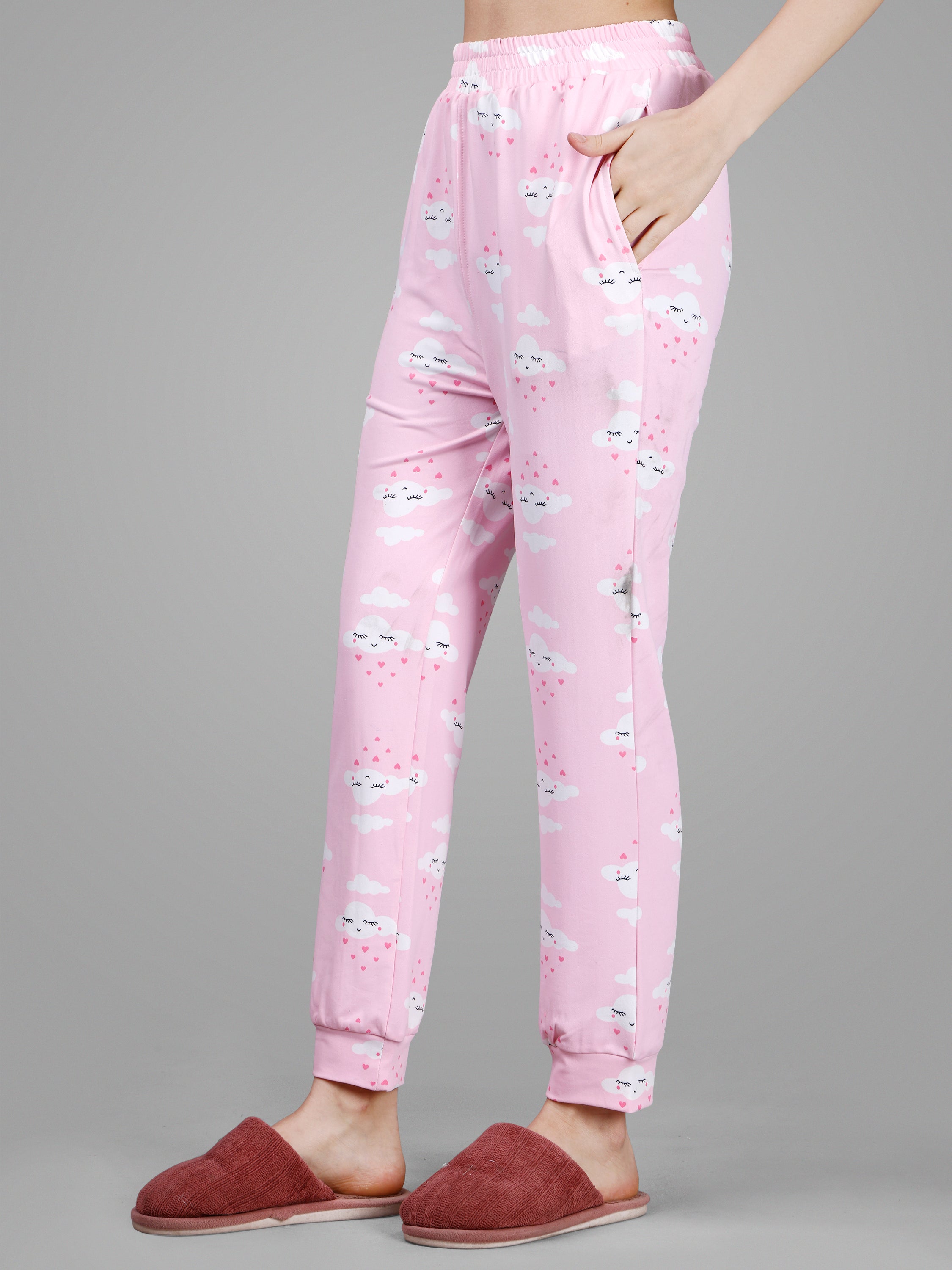 Pink Cloud Print Co-Ord For Woman