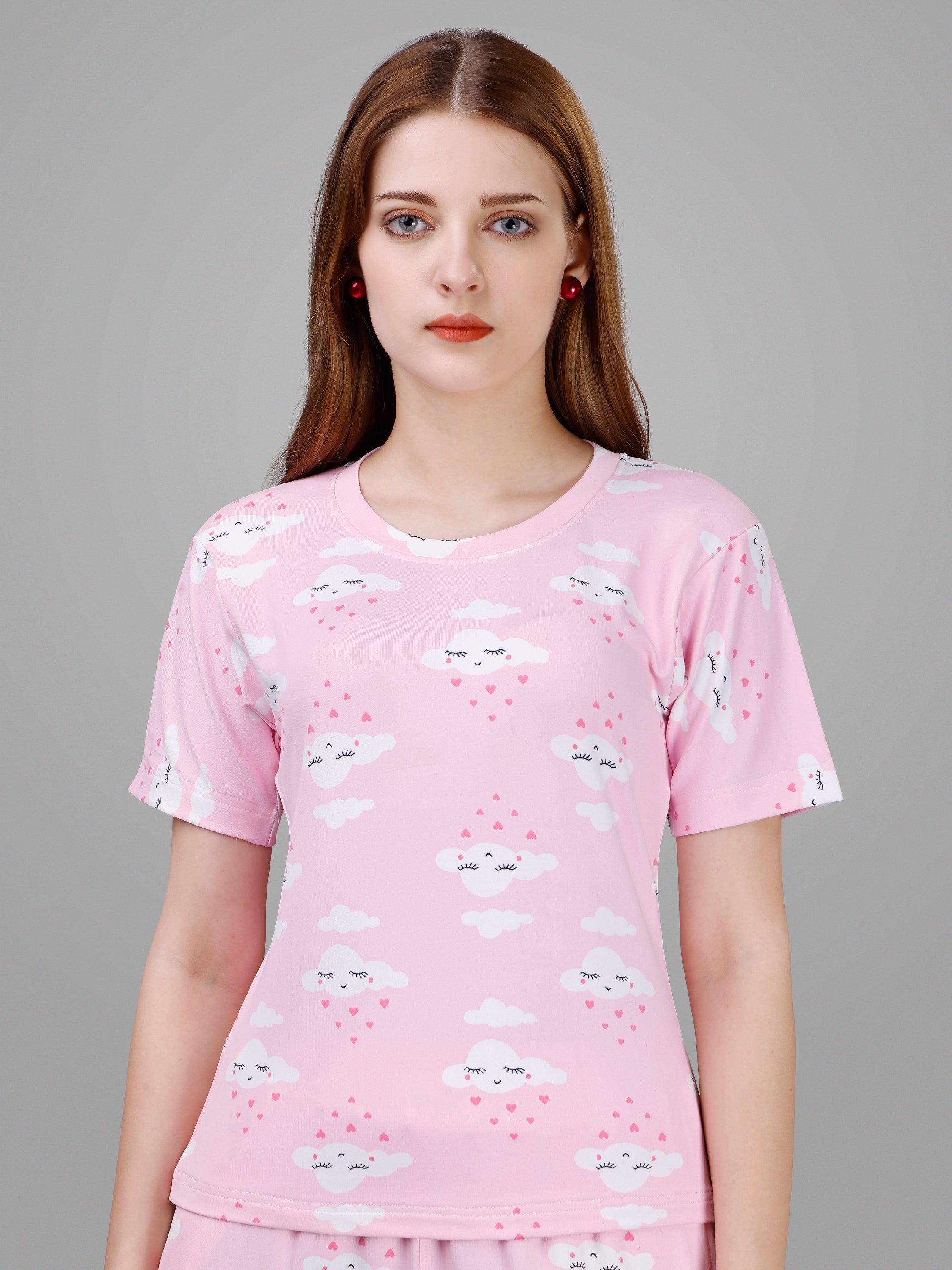 Pink Cloud Print Co-Ord For Woman
