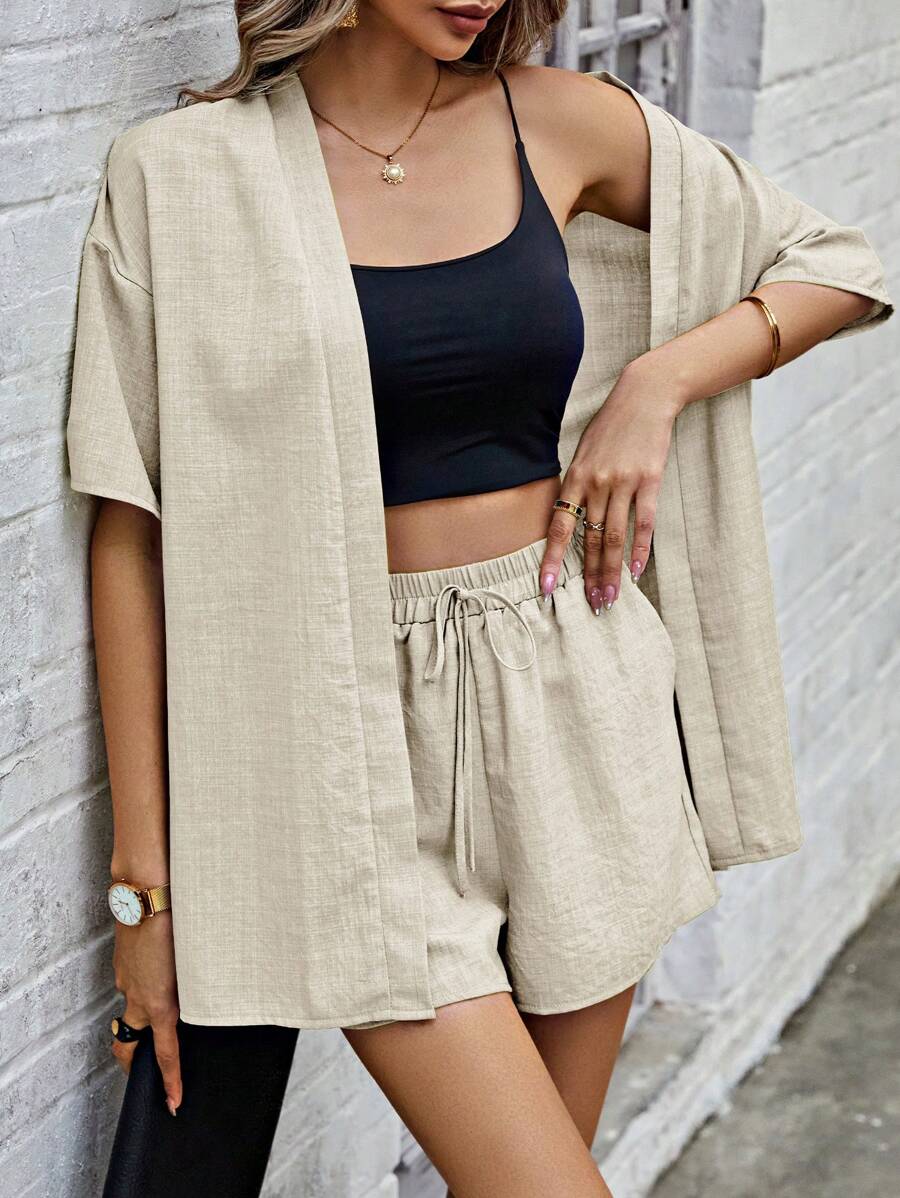 Bold Rush  Women's Fashionable Summer Casual Solid Color Loose Fit Two-Piece Set