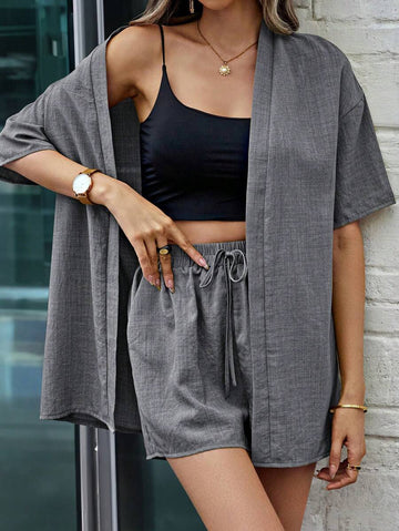 Bold Rush  Random Printed Vintage Style Women Short Sleeve And Shorts Two-Piece Set