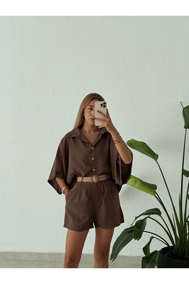boldrushWomen’s  Co-ord Set (Shirt & Shorts) – Casual Chic Two-Piece Outfit